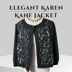 Karen‎ Kane Black Cut-out Designer Cropped Blazer Suit Jacket Swing Size Large